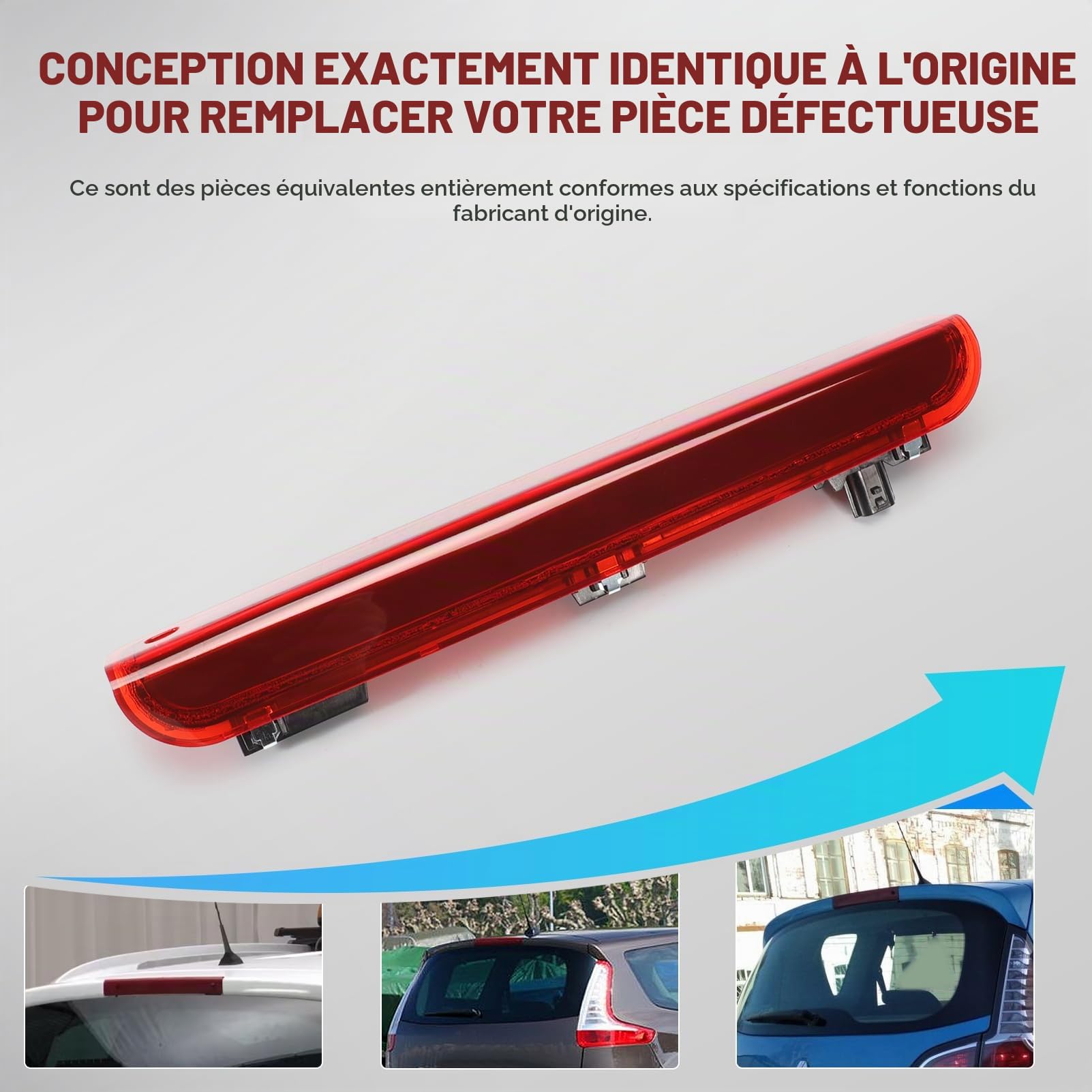 Troisième feu stop surélevé 265900006R pour Megane MK3 Hatchback 2008-2016, feu stop arrière surélevé