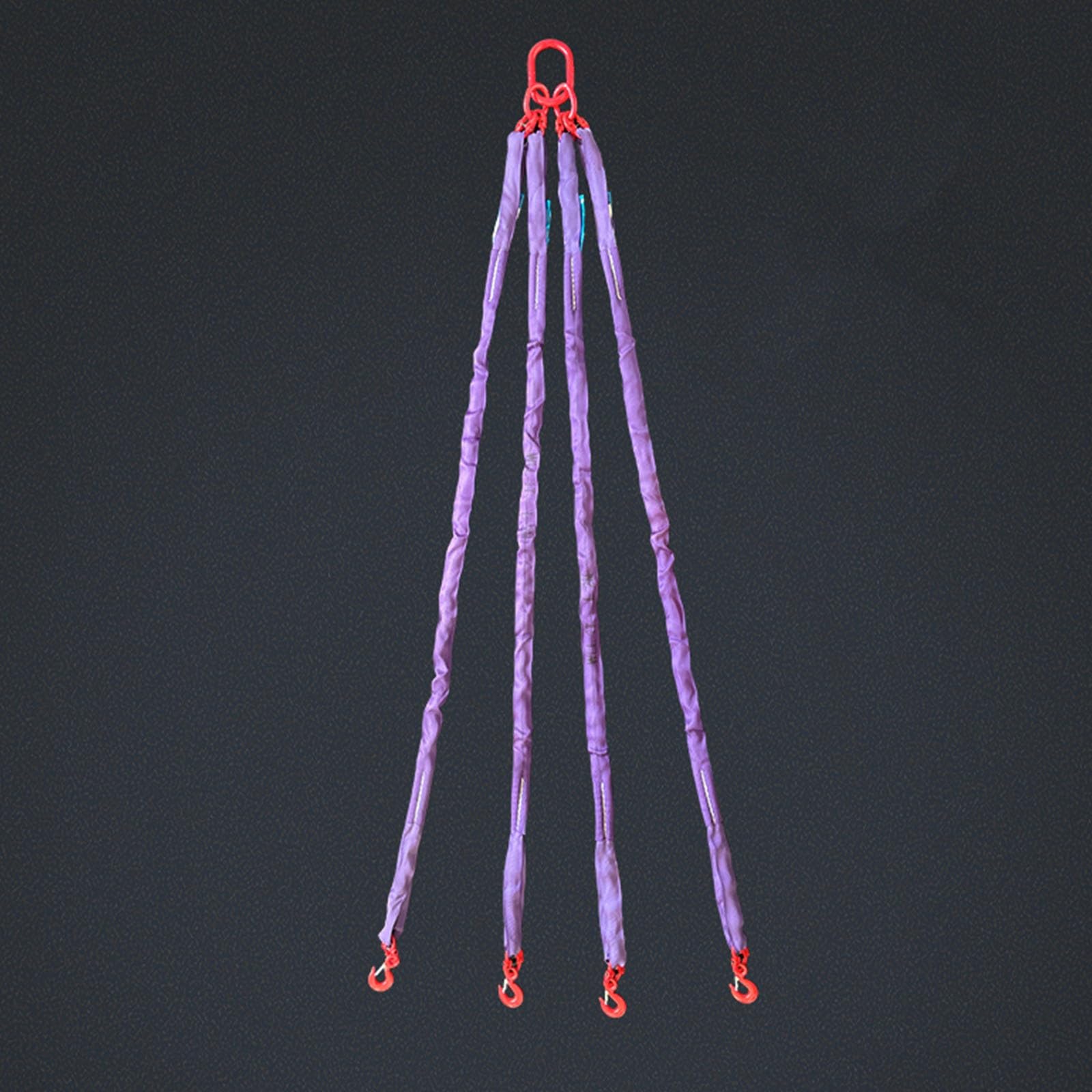 Schlinge mit 4-Strang-Haken, 4-Strang-Gehängeschlinge, Polyester-Gurtband-Hebekette, 3000 kg schwere Greifhaken aus legiertem Stahl, für sicheres Schleppen und Transportieren von Lasten(1m)