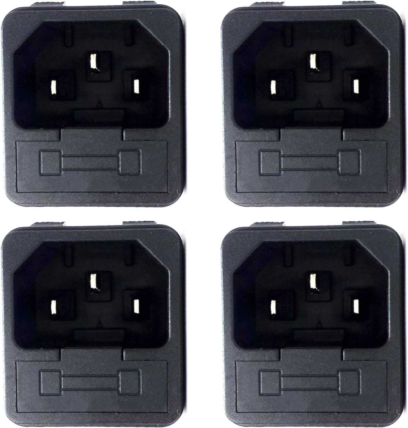 Snap In AC Power Inlet With Fuse Holder - AC Black Socket (4 PACK)