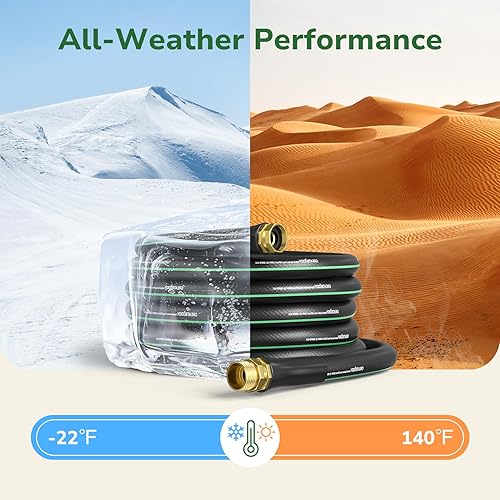 Miniatura 4 de GreatBuddy Manguera de jardín de 50 pies, manguera de agua de 58 pulgadas, manguera híbrida resistente, flexible y ligera, explosión de 600 PSI con