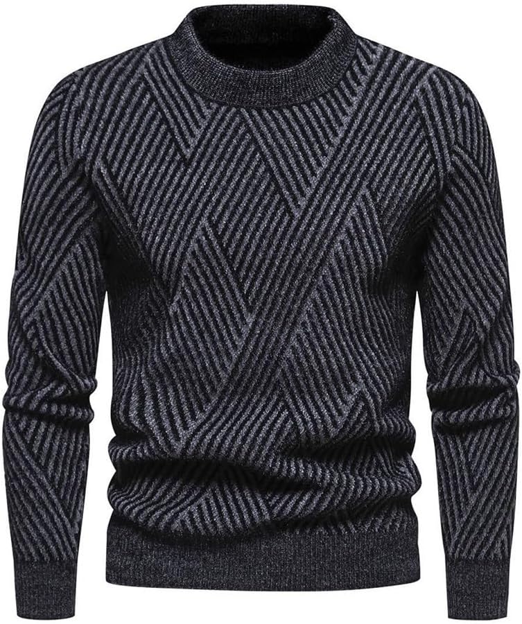 Gerrit メンズ秋冬ジャカードニットセーターカジュアルラウンドカラースリップセーター紳士服用 (Color : A, Size