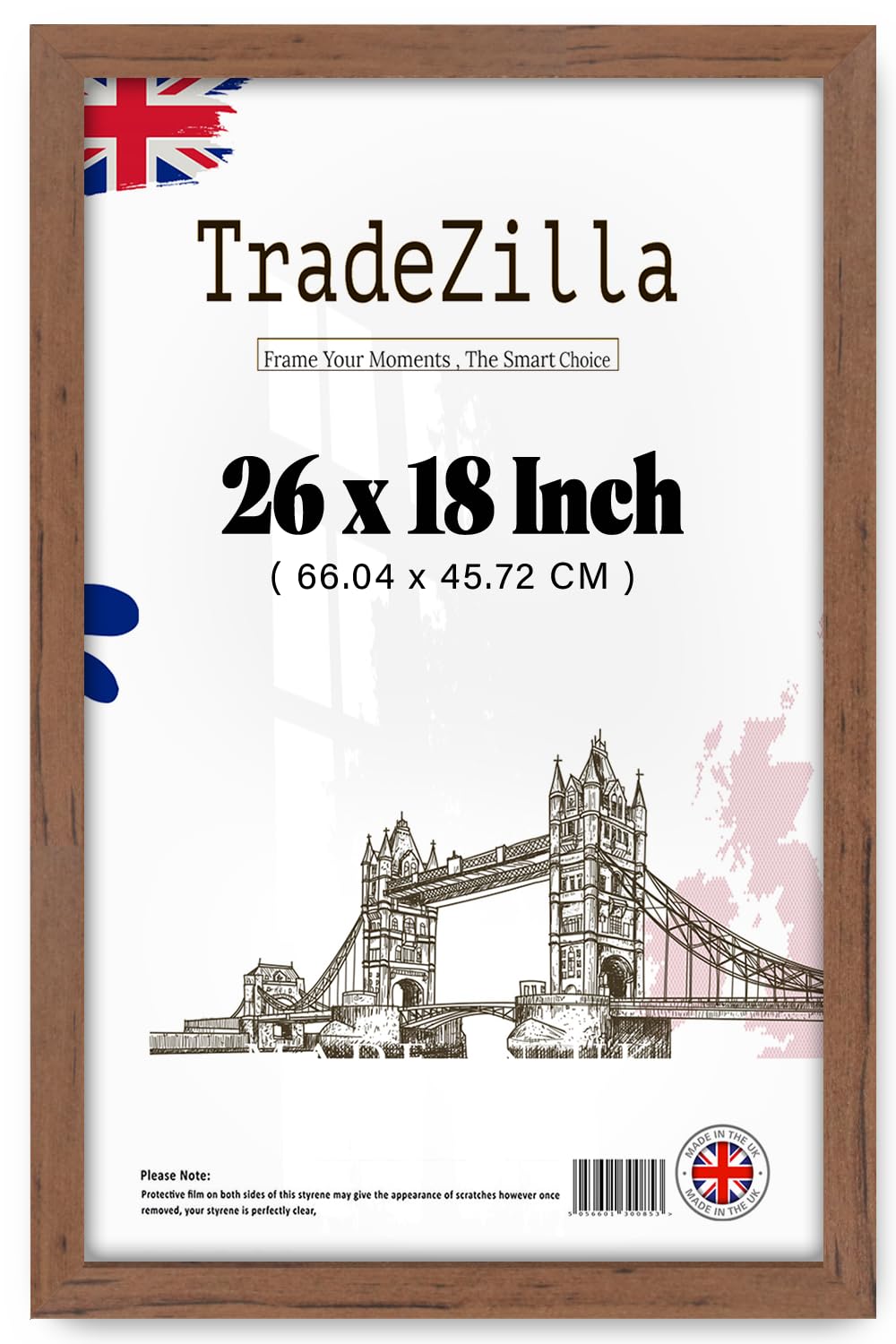Tradezilla Walnut | Mdf Poster Frame (66.04 X 45.72 Cm) Picture Frame For Wall Gallery & Portrait Display, Elegant Mdf Wood Texture For Certificates, Prints & Décor [ ]