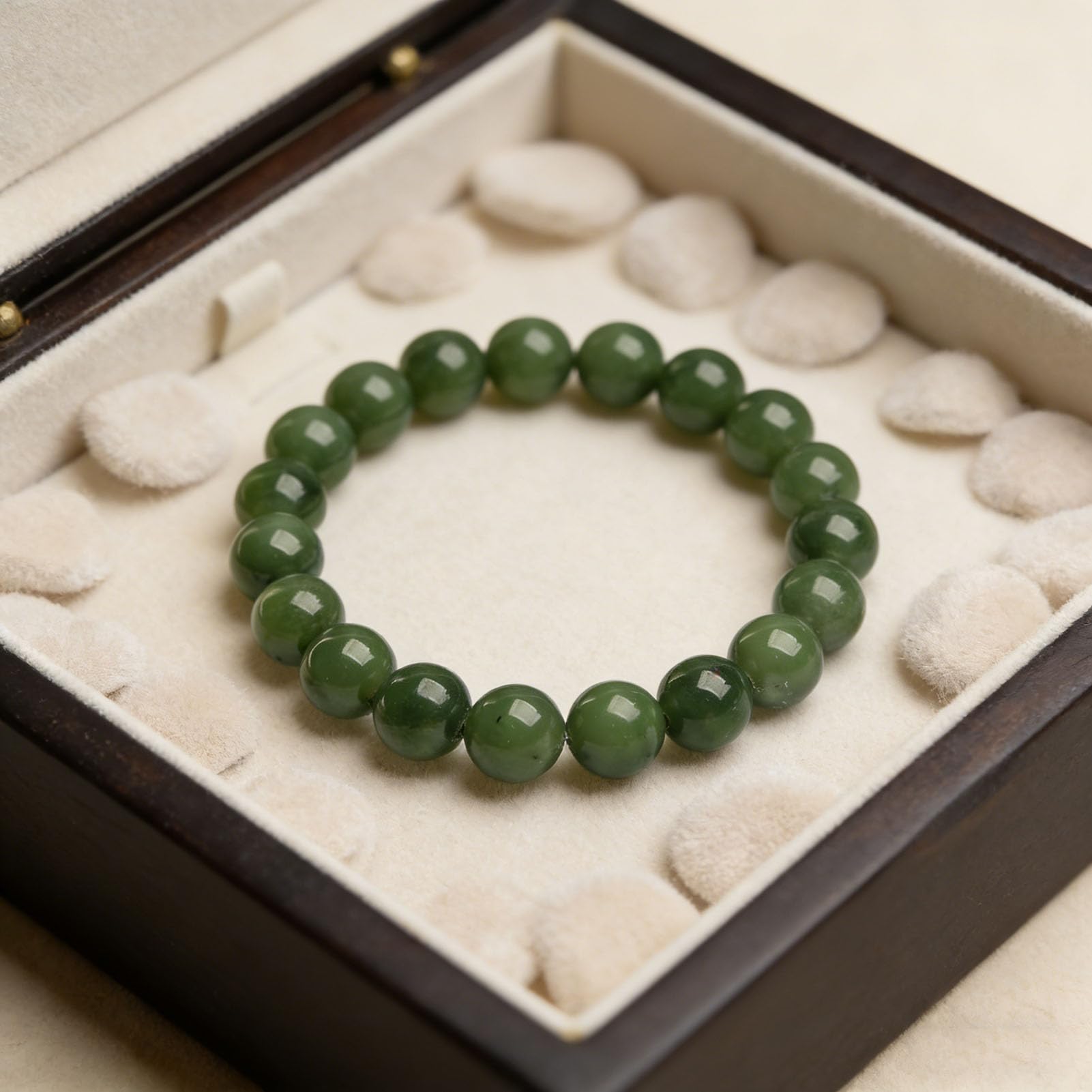 Ricchezza Guarigione Bracciale Jadeíta Donna Prosperità, Fengshui Fatti a Mano da Uomo Braccialetti Elastici Elasticizzati con Pietre preziose Naturali Perline di Pietra Rotonde,9MM