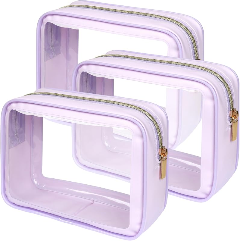 PACKISM Necessaire transparente dobrável em PVC, Pacote com 3 unidades
