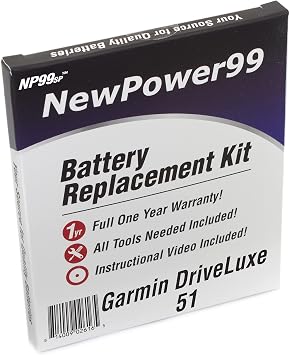 NewPower99 Battery Replacement Kit with Battery, Video Instructions and Tools for Garmin DriveLuxe 51