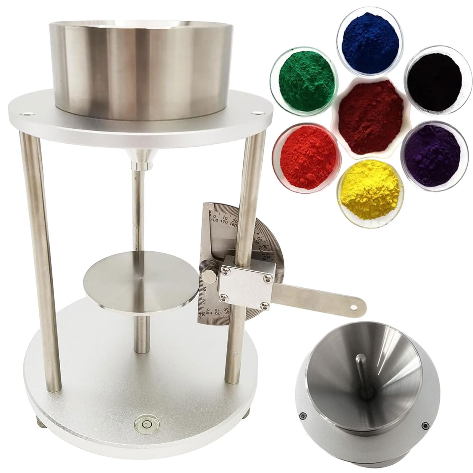 YXZQLOZ Particulate powder surface activity flowability tester, dust repose angle measuring instrument; funnel cone angle 60°±0.5°, for universities and laboratories.