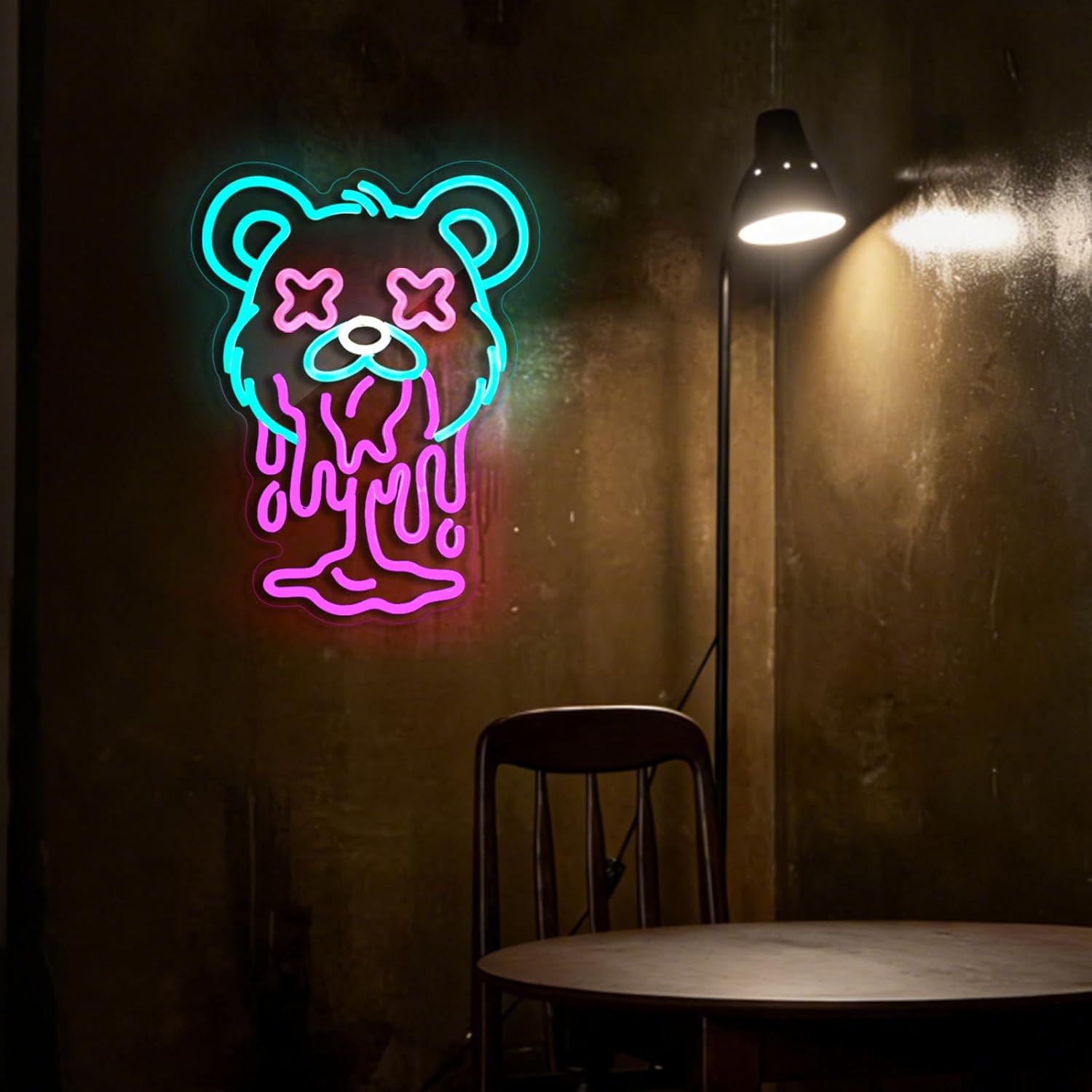 Bear neon sign Cute Melting Bear Drip USB Dimmable Neon Light for Boys Girls Room Gameroom Hotel Mancave Holiday Birthday Christmas Gift