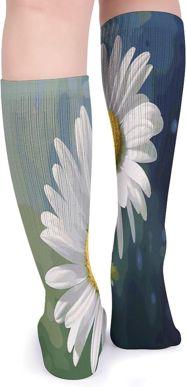 Daisy Flower Stocking - Cute Casual Long Athletic,Crew Sock for Men Women,Running Socks Soft Breathable for Gift