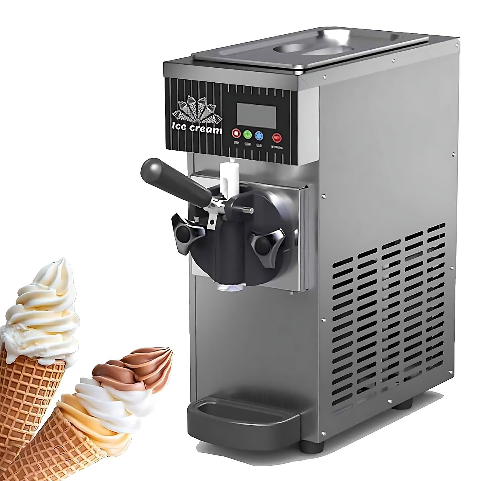 Weicne Stainlesssteel 450W Single Flavor Soft Serve Ice Cream Machine, Countertop Soft Ice Cream Maker, 55-65 Units/H,One-Click Cleaning, For Bars, Coffee Shop, And Supermarket
