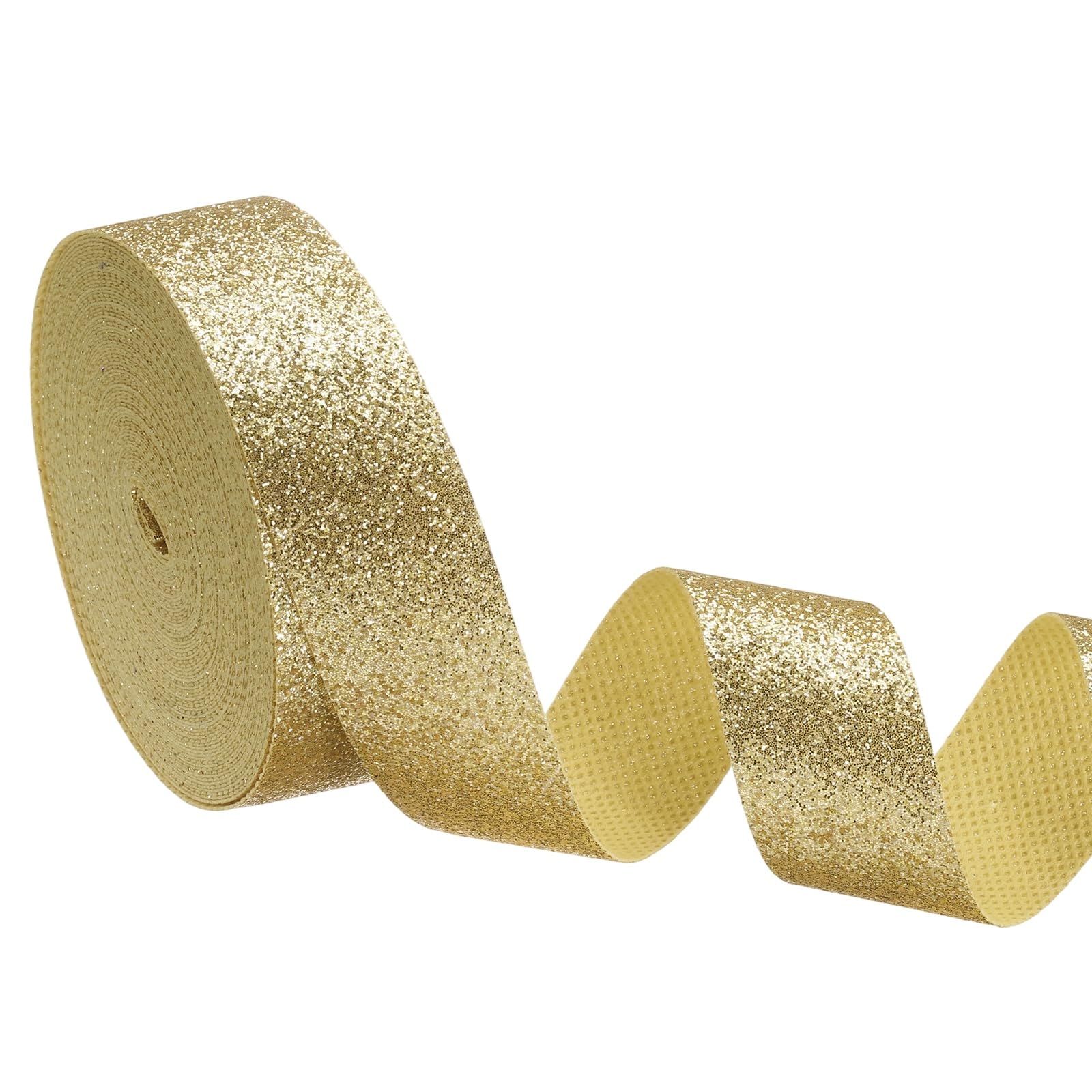 PATIKIL 1 Inch x 10 Yards Sparkly Gift Wrapping Ribbon, Colorful Ribbon for DIY Crafts Gift Wrapping Holiday Wedding Birthday Party Home Decoration, Gold