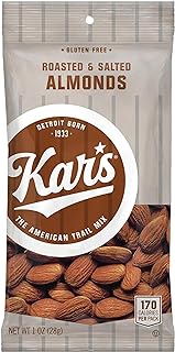 Kar’s Nuts Roasted & Salted Almonds, 1 oz Individual Snack Packs - Bulk Pack of 100, Gluten-Free Snacks