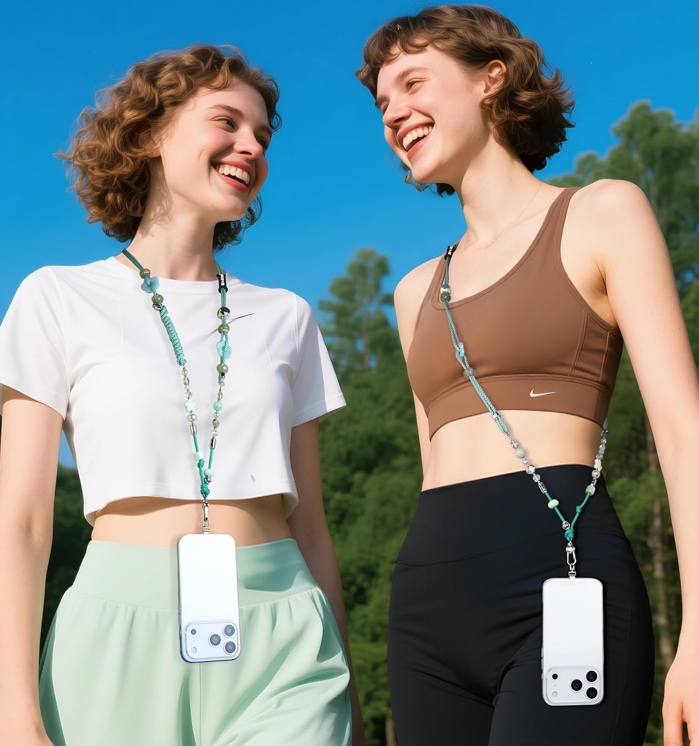 memumi Crystal Phone Lanyard Crossbody, Anti-Theft Crystal Beaded Wrist Lanyard, A Cute Hands-Free Accessory for Women