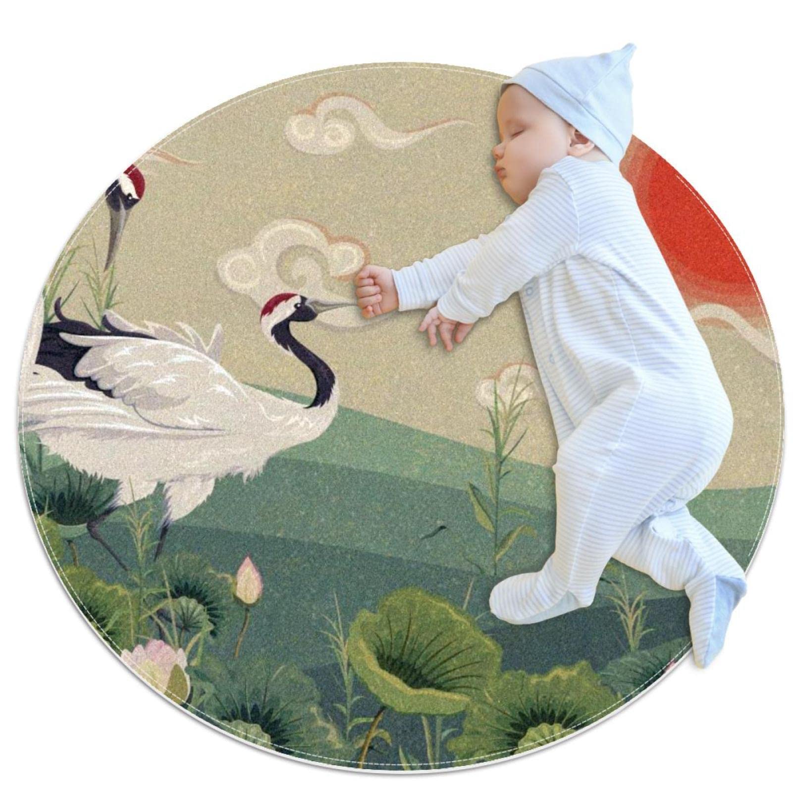 Tapis fleurs japonaises pour chambre et salon cosy - JDEZ rond 100cm