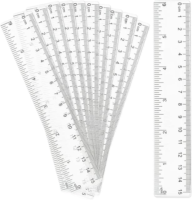 10 Pack Clear Plastic Ruler, Straight Ruler ,Transparent Plastic Ruler Kit Measuring Tool for Student School Office (15 cm/6 Inch)