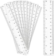 10 Pack Clear Plastic Ruler Kit - Transparent Straight Ruler Measuring Tool for Student School Office (15 cm/6 Inch)