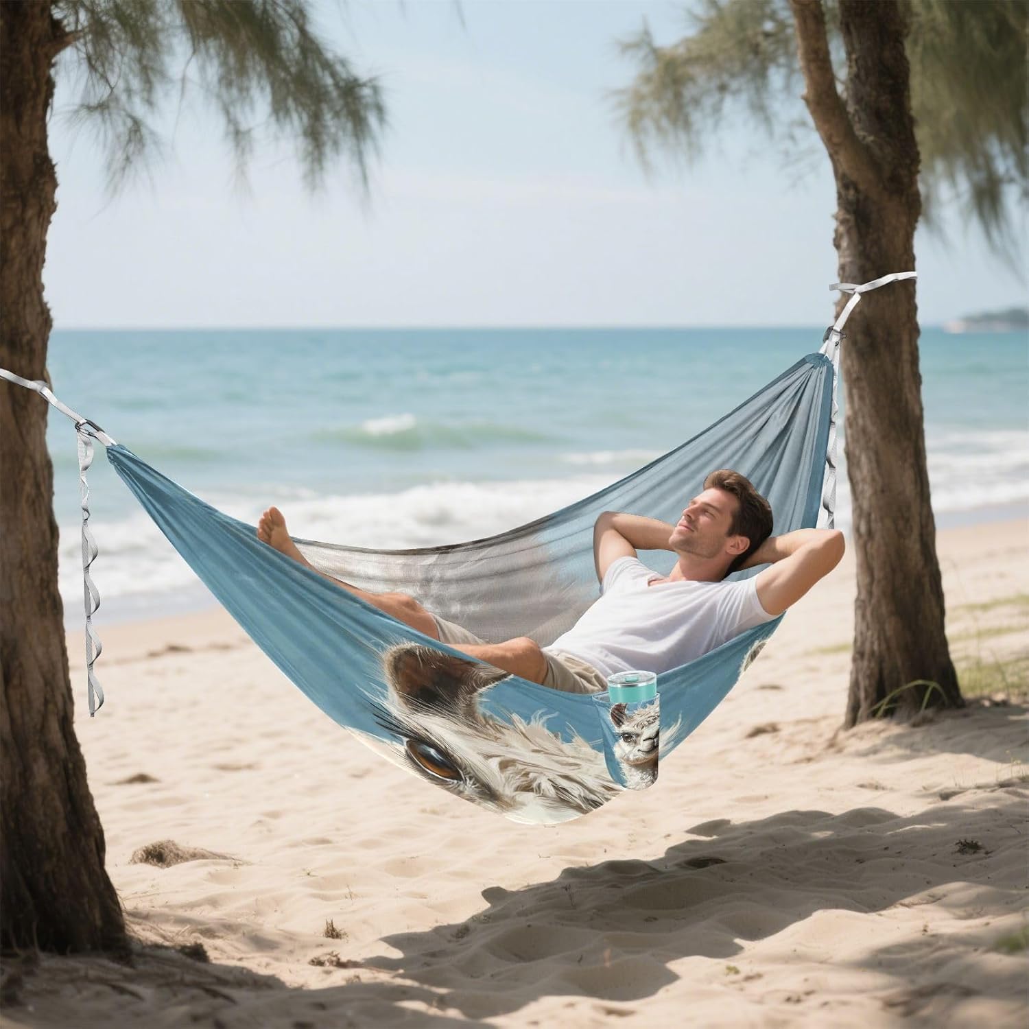 ALAZA Cute Llama Alpaca Painting Camping Hammocks Single or 2 Person 500 lbs Portable Parachute Travel Hammock w/Tree Straps for Hiking Backpacking Indoor Outdoor