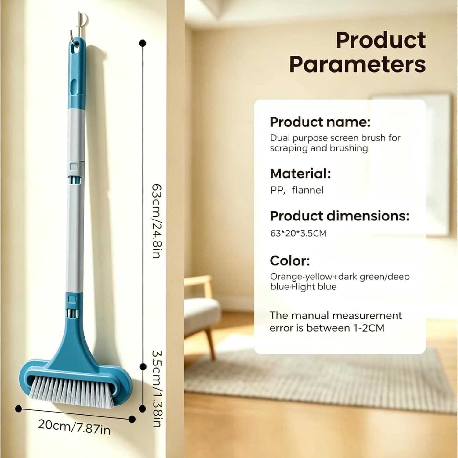 3 in 1 Window Screen Cleaning Brush, Multifunctional Screen Cleaner Brush for Window Screens, Door Mesh & Window Groove, Dust Removal Brush for Home Cleaning