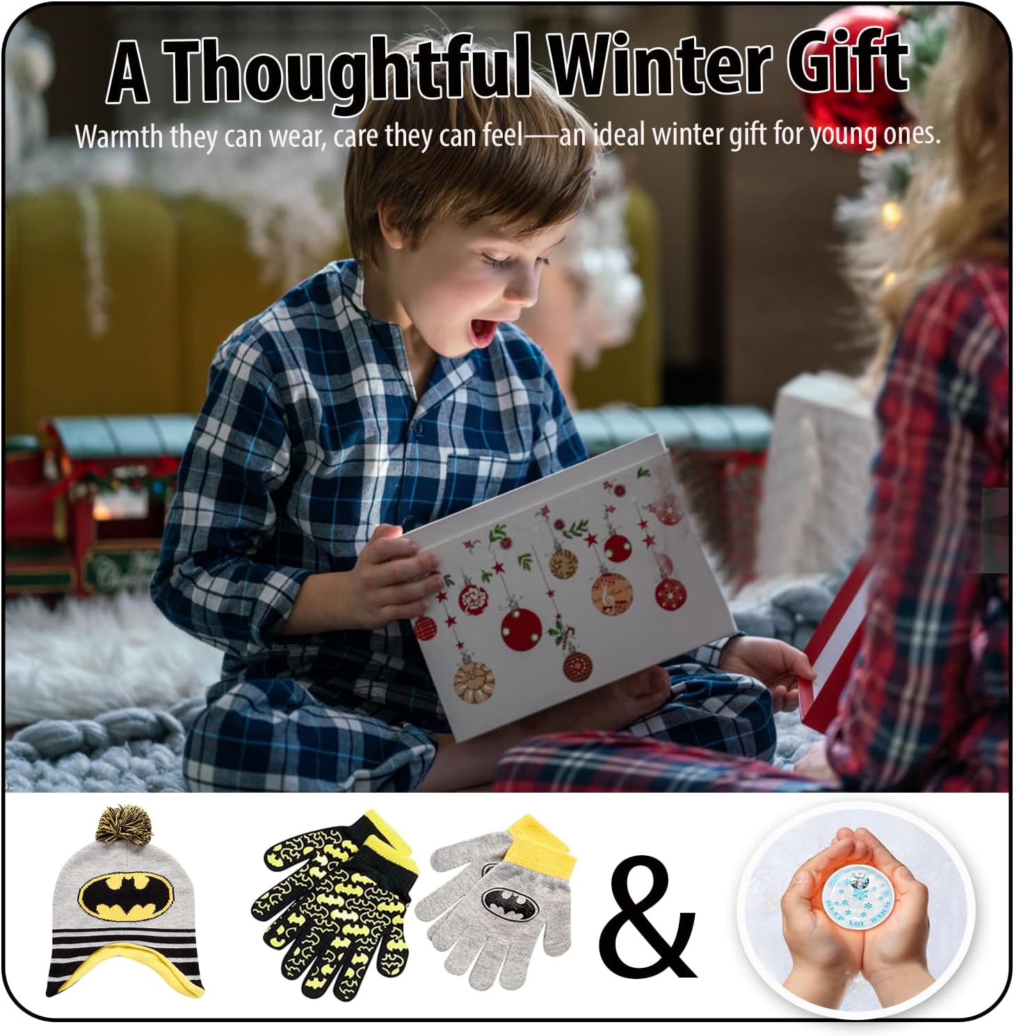 DC Comics Boys Batman Winter Hat 2 Pair Gloves or Mittens Set (Toddler/Little Boys) Size Age 4-7,Batman Winter Hat and Gloves With Handwarmers - Image 7