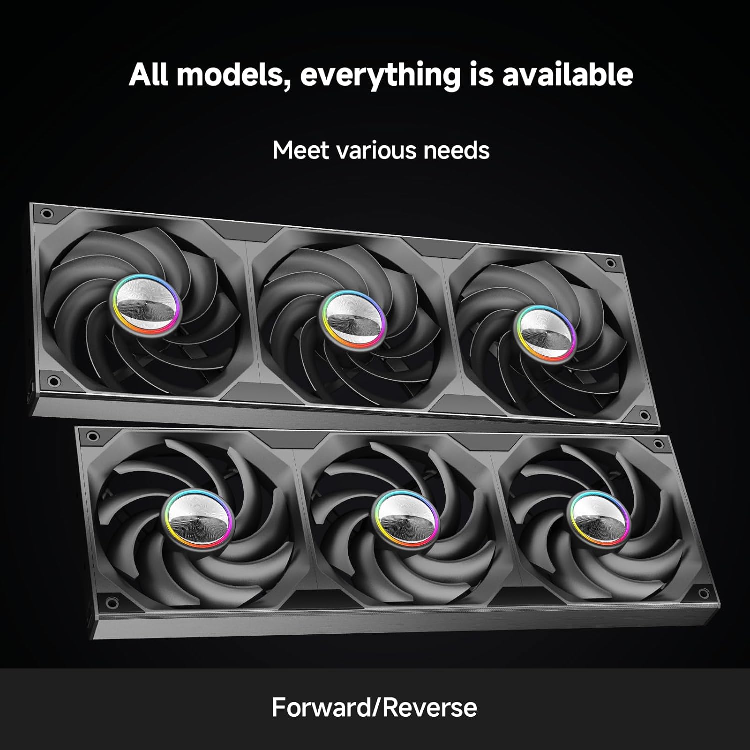 -Lite 360 PC Reverse Case Fan - Integrated Aluminum Side Light Band, Dynamic Fisheye Design with 3 x 120mm Fans, No Software Required RPM Display(Black)