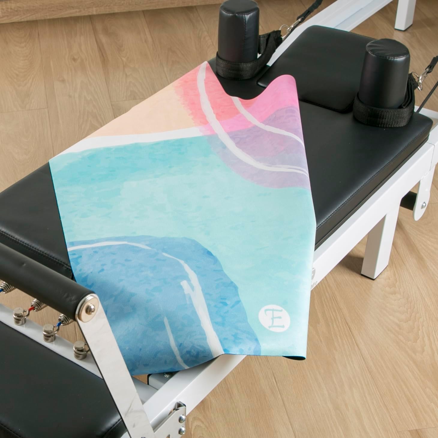 Echome Value Pilates Reformer Mat – Great Value Non-Slip Cover with Natural Rubber Backing, Sweat-Wicking, Lightweight Foldable, Portable with Cotton Tote Bag, Fits Balanced Body Merrithew Aeropilates (38 x 22 inch, Ribbon)