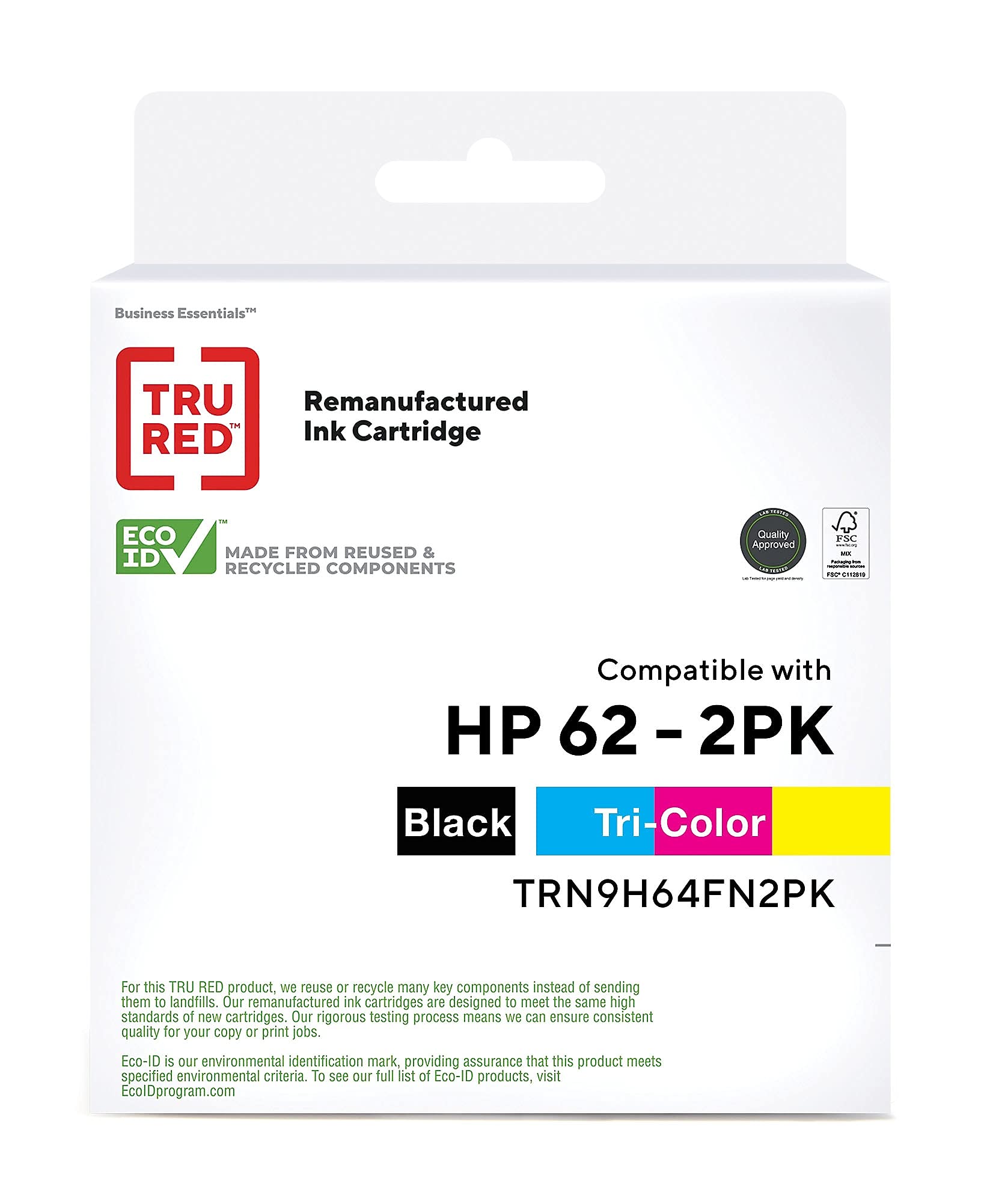 TRU RED 24403756 Remanufactured Ink Cartridges Replacement for Hp 62 (Black/Tricolor) 2/Pack