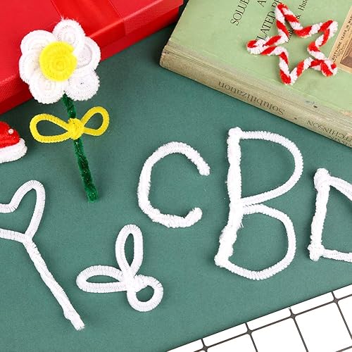 Vista 5 de 150 limpiadores de tuberías blancos – Limpiadores de tuberías de felpilla para proyectos de arte y manualidades Blanco a