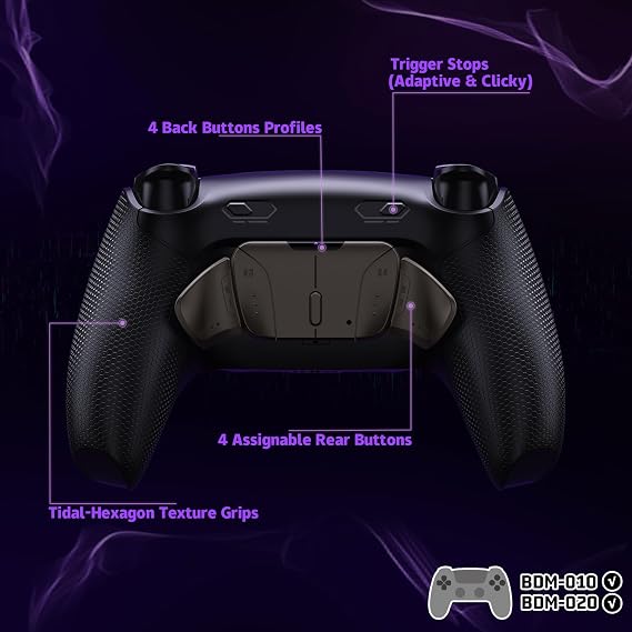 eXtremeRate RISE4 Plus MAX RMB Back Paddles Kit with Clicky Trigger Stops & Rubberized Grip for PS5 Controller BDM-010 020, Remappable Real Metal Back Buttons Kit for PS5 Controller – Black