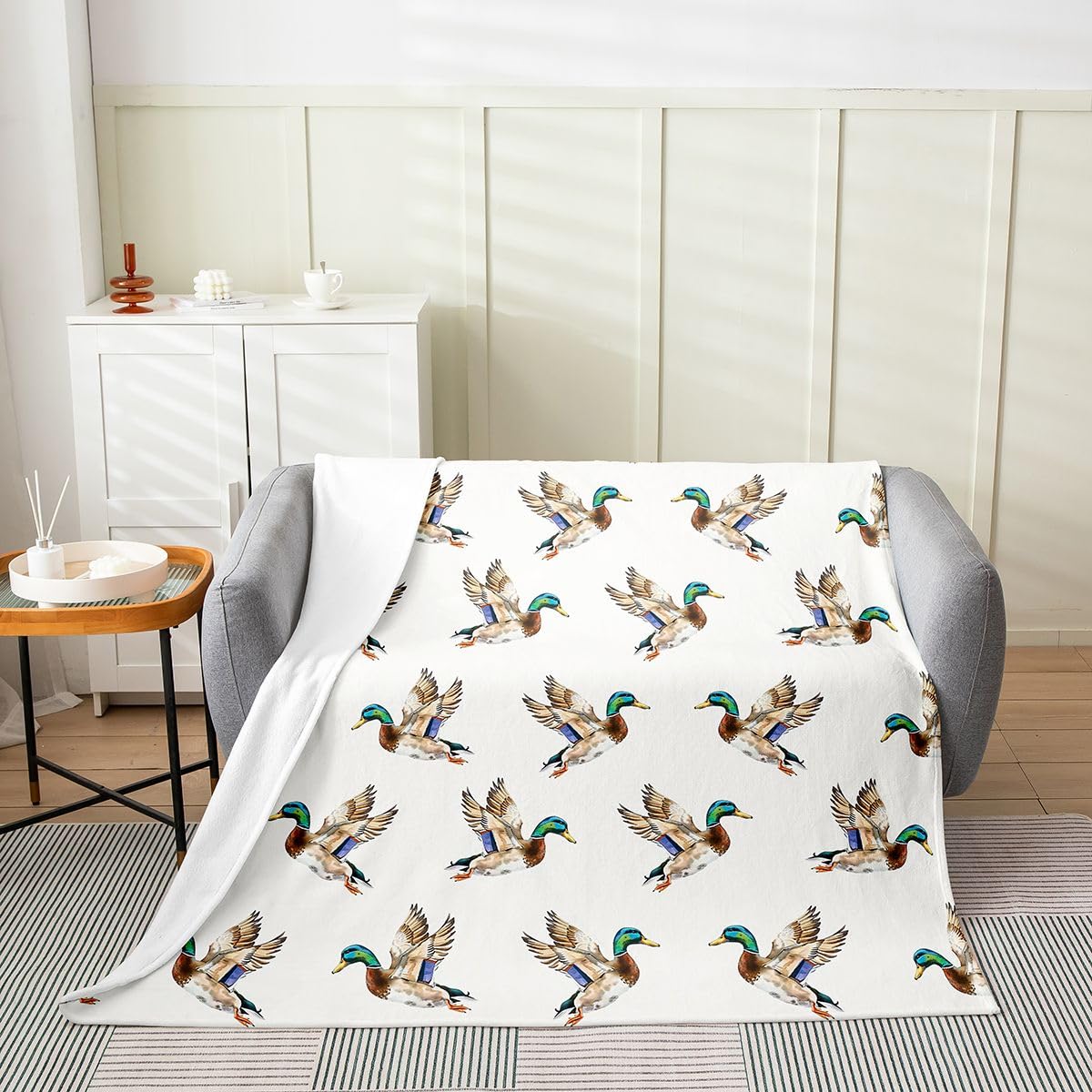 Loussiesd Wild Duck - Coperta in flanella di peluche Fuzzy Queen, 228 x 228