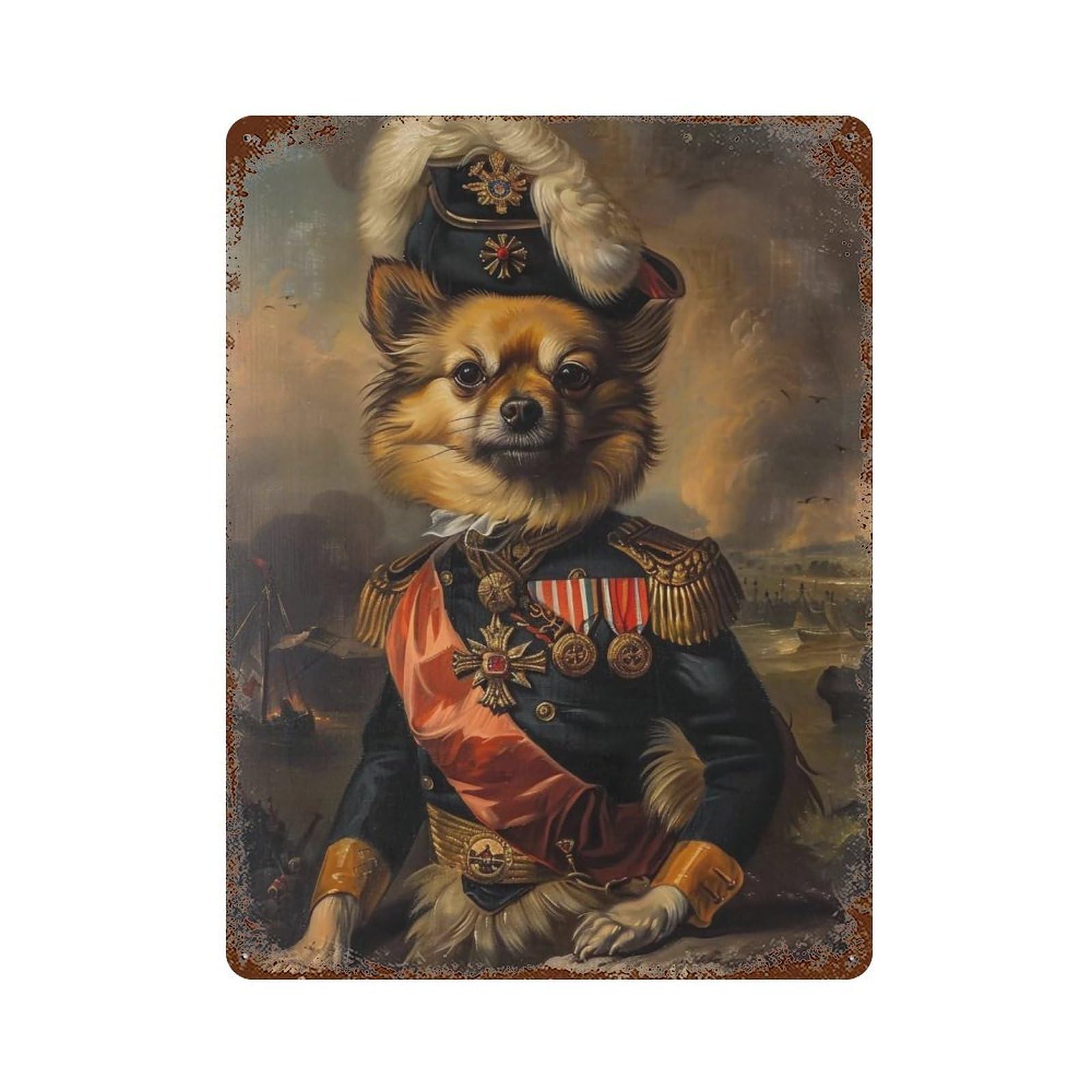 YHGERTKU Napoleon Pomeranian 02 Wall Art Retro Iron Vintage Metal Tin Sign Poster Modern Decor for Living Rooms Gift 40x30cm