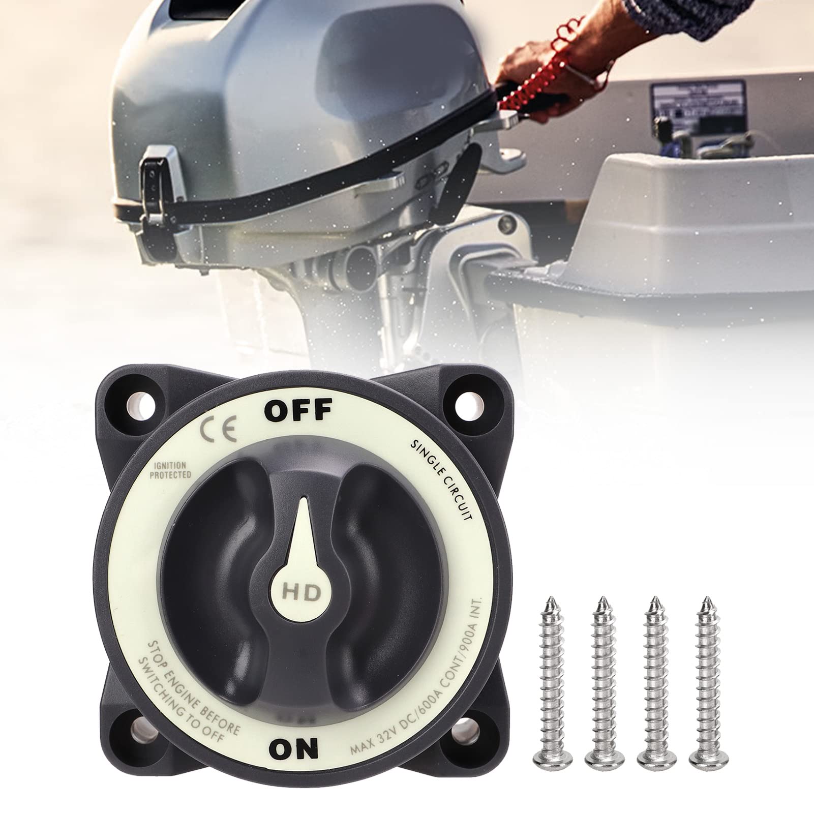 Interrupteur de batterie Marine Master 600 A 32 V Circuit unique ON OFF Interrupteur de coupure d'alimentation pour bateau RV Applicable pour ABS Marine Gris 1 paquet