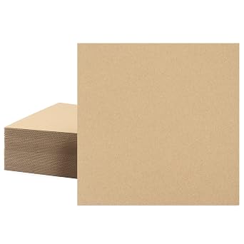 Mat Board Center, 50 Corrugated Cardboard Sheets 12x12 Inches Flat Card Board Inserts for Packing, Shipping, Mailing, DIY Crafts