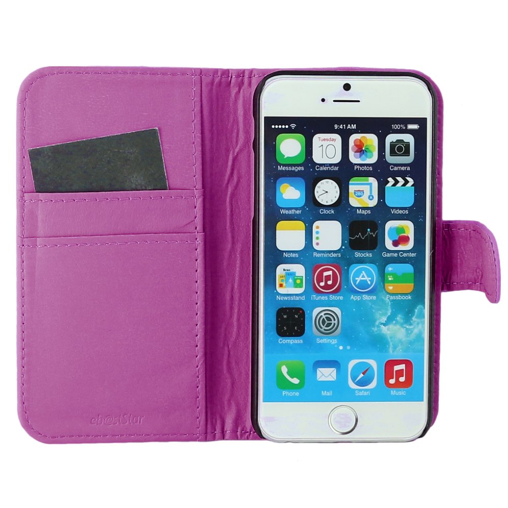 ebestStar - Cover Compatibile con iPhone 6 6S Custodia Portafoglio Pelle PU Protezione Libro Flip + Mini Penna +3 Pellicole plastica, Viola [Apparecchio: 138.1 x 67 x 6.9mm, 4.7