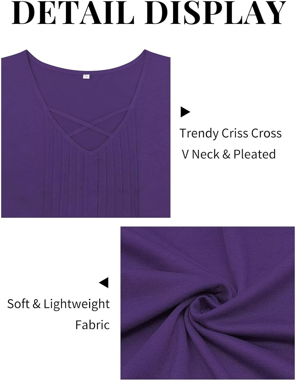 VISLILY Womens-Plus-Size-Summer-Tops Trendy Criss Cross V Neck T Shirts Casual Short Sleeve Blouses Cute Pleated Tunics Tees - Image 4