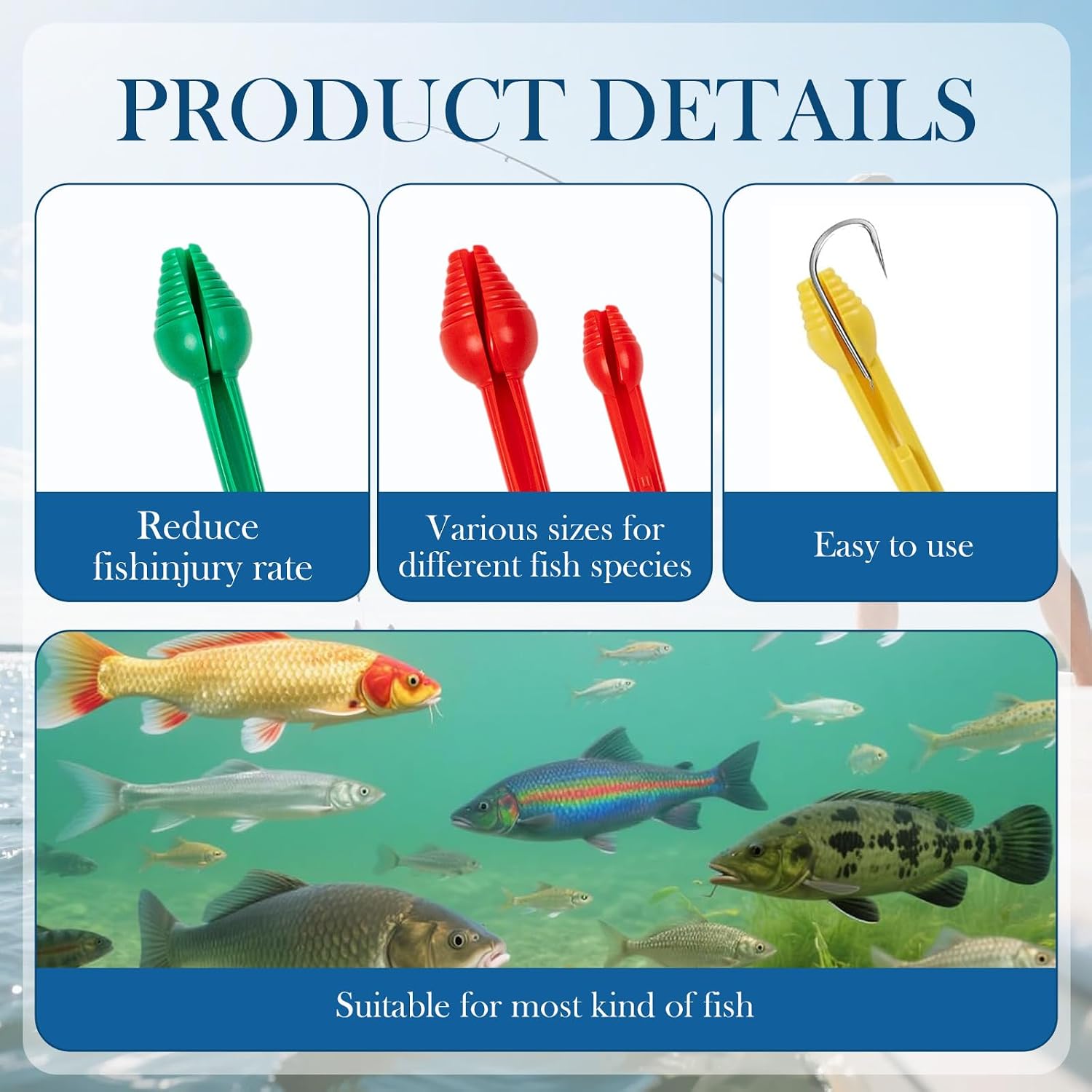 12PCS Plastic Fish Hook Remover Tool, Unhook Extractor Tool | 2 Different Sizes Snelled Design Fishing Hook Remover, Portable Removal Tool for Fishing, Fishing Gear Accessories