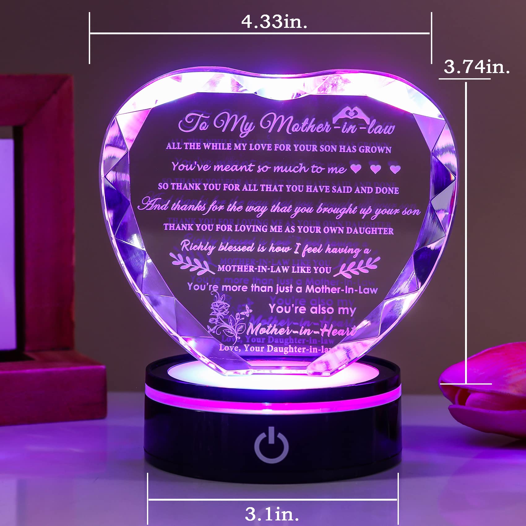 Plaque En Cristal Lumineuse Avec Message Pour Maman - Cadeau Fête Des Mères, Anniversaire, Noël - 7