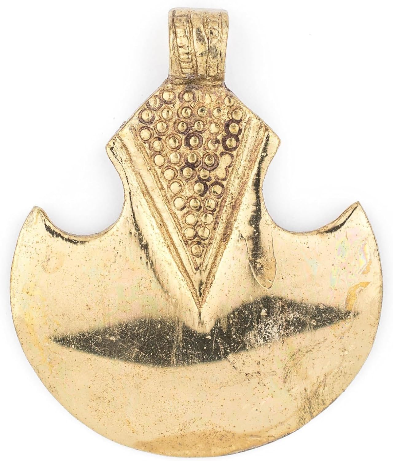 TheBeadChest Brass Half Moon Tuareg Shield Pendant 63x51mm Morocco African Large Hole Handmade