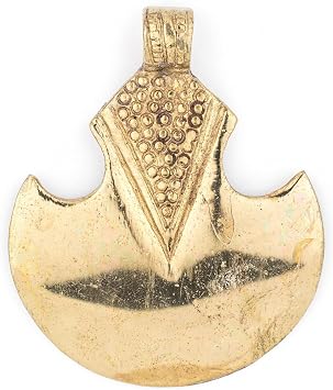 TheBeadChest Brass Half Moon Tuareg Shield Pendant 63x51mm Morocco African Large Hole Handmade