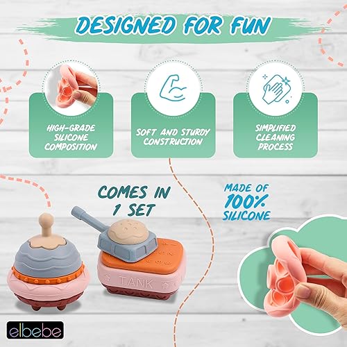 Miniatura 5 de elbebe Juguetes apilables de silicona sin BPA para niños pequeños, bloques apilables, tazas apilablesanillos apilables, juguetes apilables para