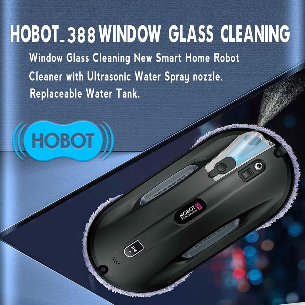 HOBOT-388 Window Glass Cleaning Automatic Smart Robot Cleaner with Ultrasonic Water Spray and Control via Smartphone or Remote