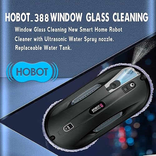 Miniatura 7 de HOBOT -388 Limpieza de vidrio de ventana Limpiador automático inteligente robot con rociador de agua ultrasónico y control a través de Smartphone o