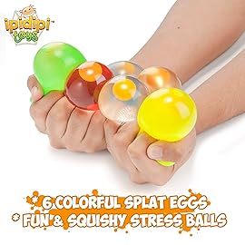 IPIDIPI TOYS Colorful Egg Splat, Pack of 6 Squishy Toys - Fun Fidget Toy, Birthday Party Favors, Halloween Goodie Bag, Christmas Stocking Stuffers for Kids - Assorted Colors