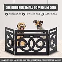 Vista 3 de Bundaloo Puerta independiente para perros, valla de madera decorativa expandible para perros pequeños a medianos, barrera para escaleras, puertas