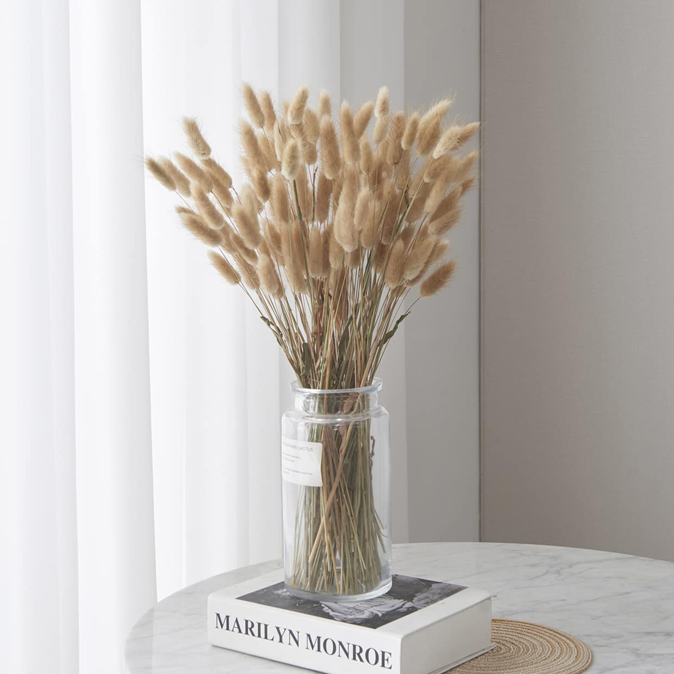 FENGCHUANG 19ββ Natural Bunny Tails Dried Flowers 60 Pcs Dried Lagurus Ovatus, Pampas Grass Decor for Farmhouse Flower Arrangements Wedding Home Craft Boho Party Decorations (Primary Color)