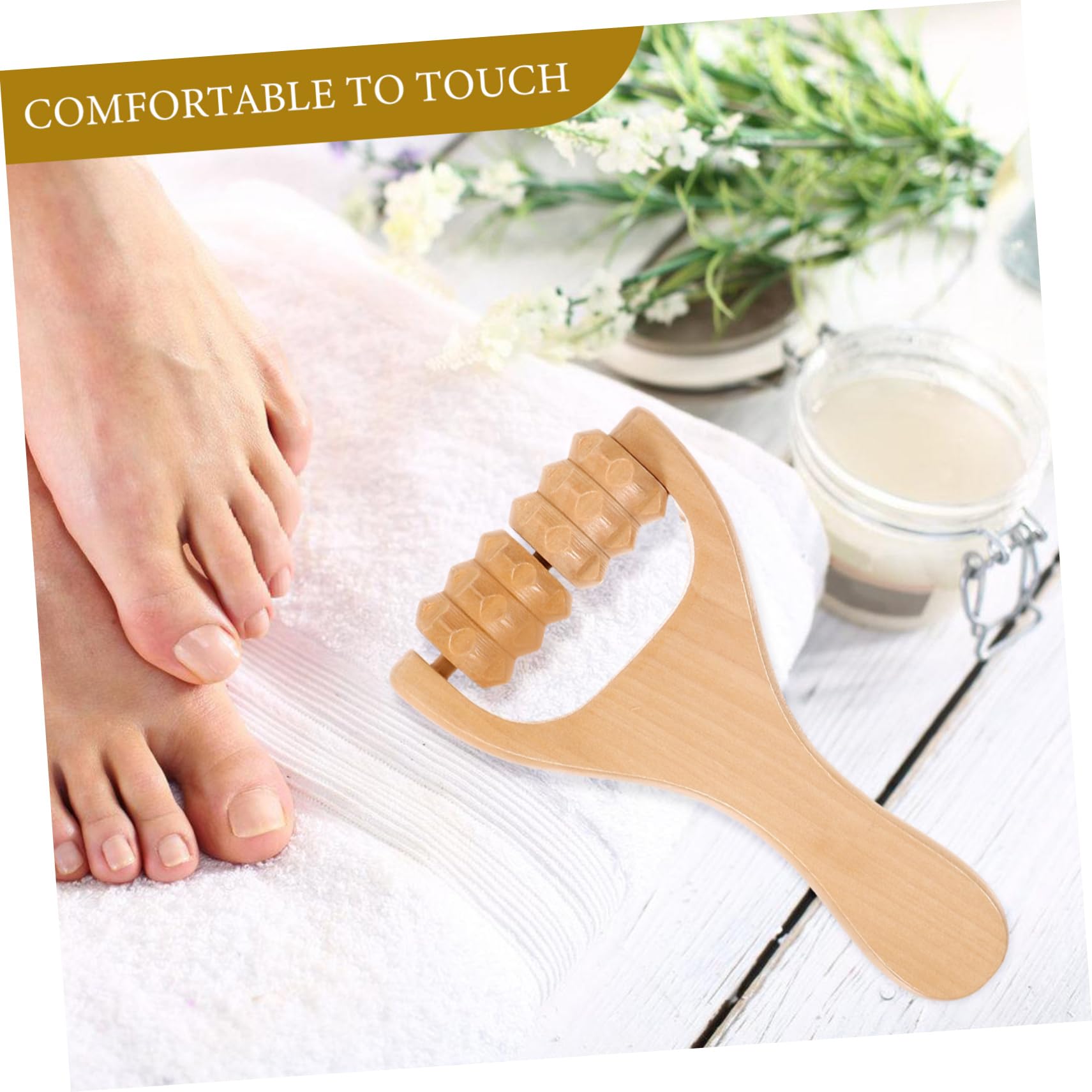 Rodillo de Masaje de Madera 1 Set para Pies y Espalda | Automasaje Manual, Uso en Casa y Viaje, Acabado sin Rebabas, Pensado para Mujeres