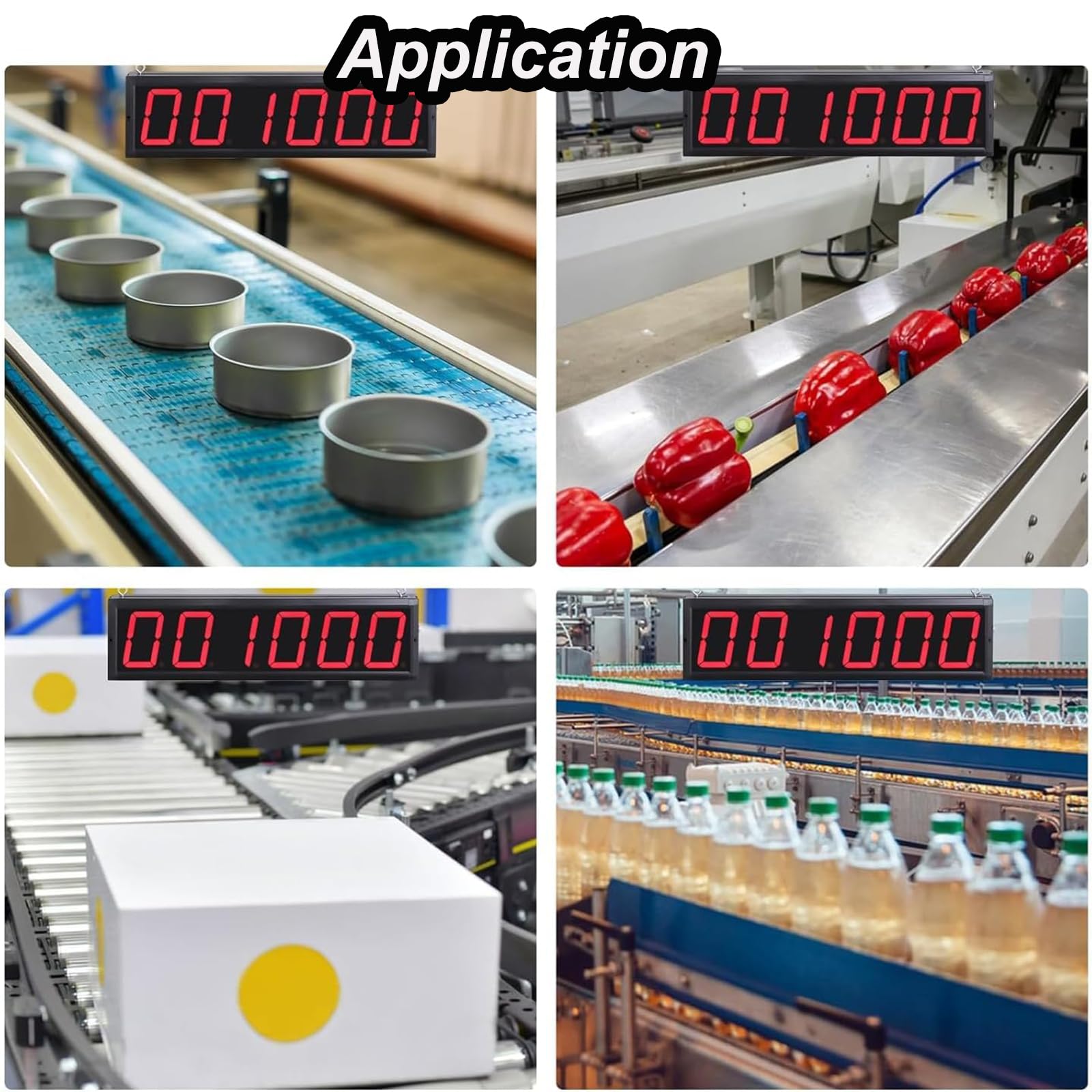 Compteur de bande transporteuse LED à 6 chiffres, suspendu ou mural, détection de 30 à 300 mm, mémoire de mise hors tension, pour ligne de production