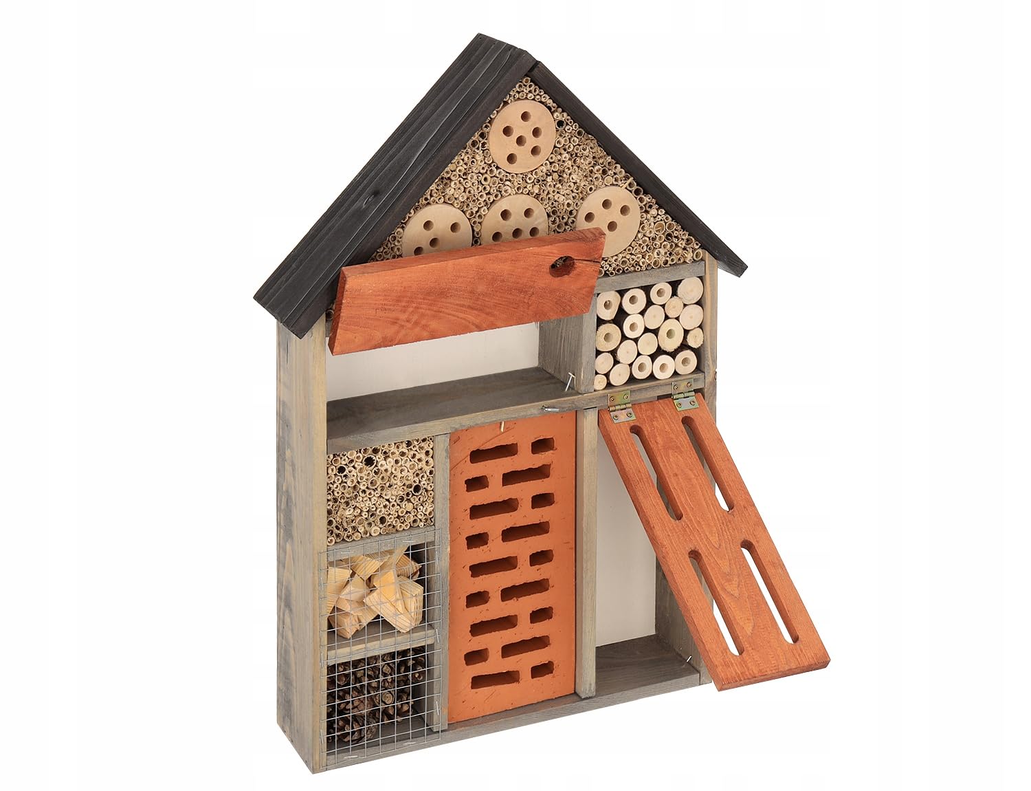 MAZUR Insektenhotel Groß aus Holz |Insektenhaus | Nisthilfe und Schutz | Nützlinge | Naturbelassenes Bienenhotel | für Verschiedene Fluginsekten, Schmetterlinge, Marienkäfer