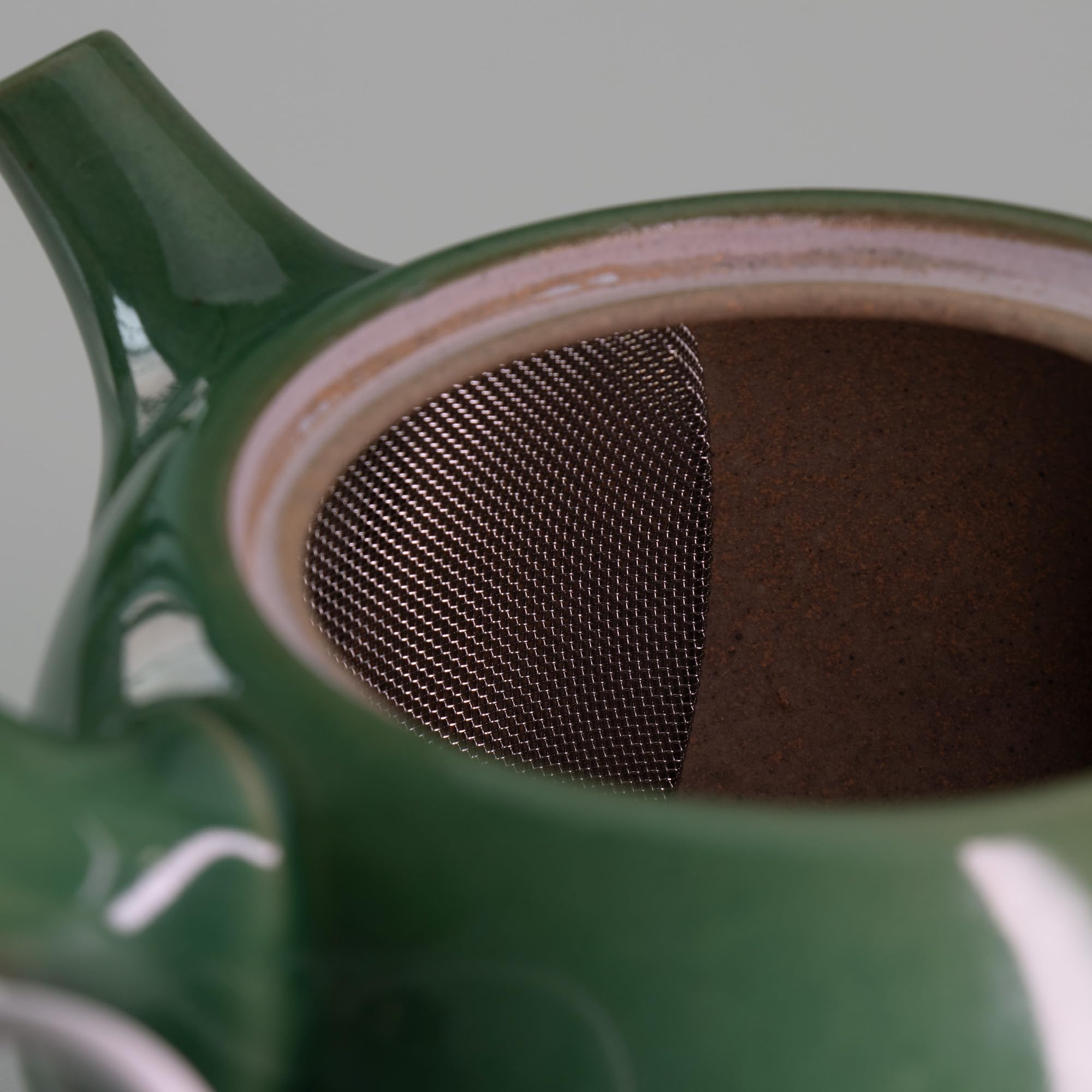 Asayu Japan Tetera Tradicional Kyusu - Midoriyu - Tamaño Mediano 360 ml, Esmaltada en Verde - Hecha en Japón (Tokoname-Yaki) - Ideal para Té Verde y Ceremonias del Té