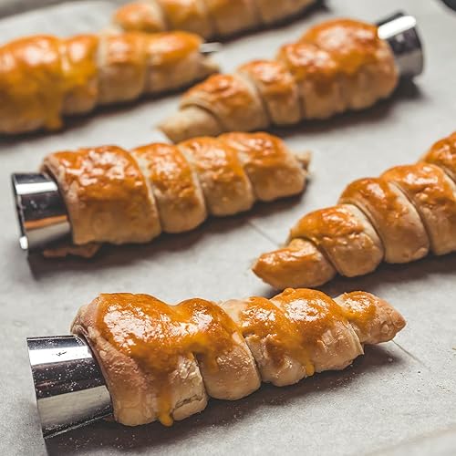 Miniatura 2 de Moldes de cuerno de crema, 16 piezas de gran tamaño de 4.7 pulgadas, conos de horneado de acero inoxidable, moldes cónicos daneses para pastelería