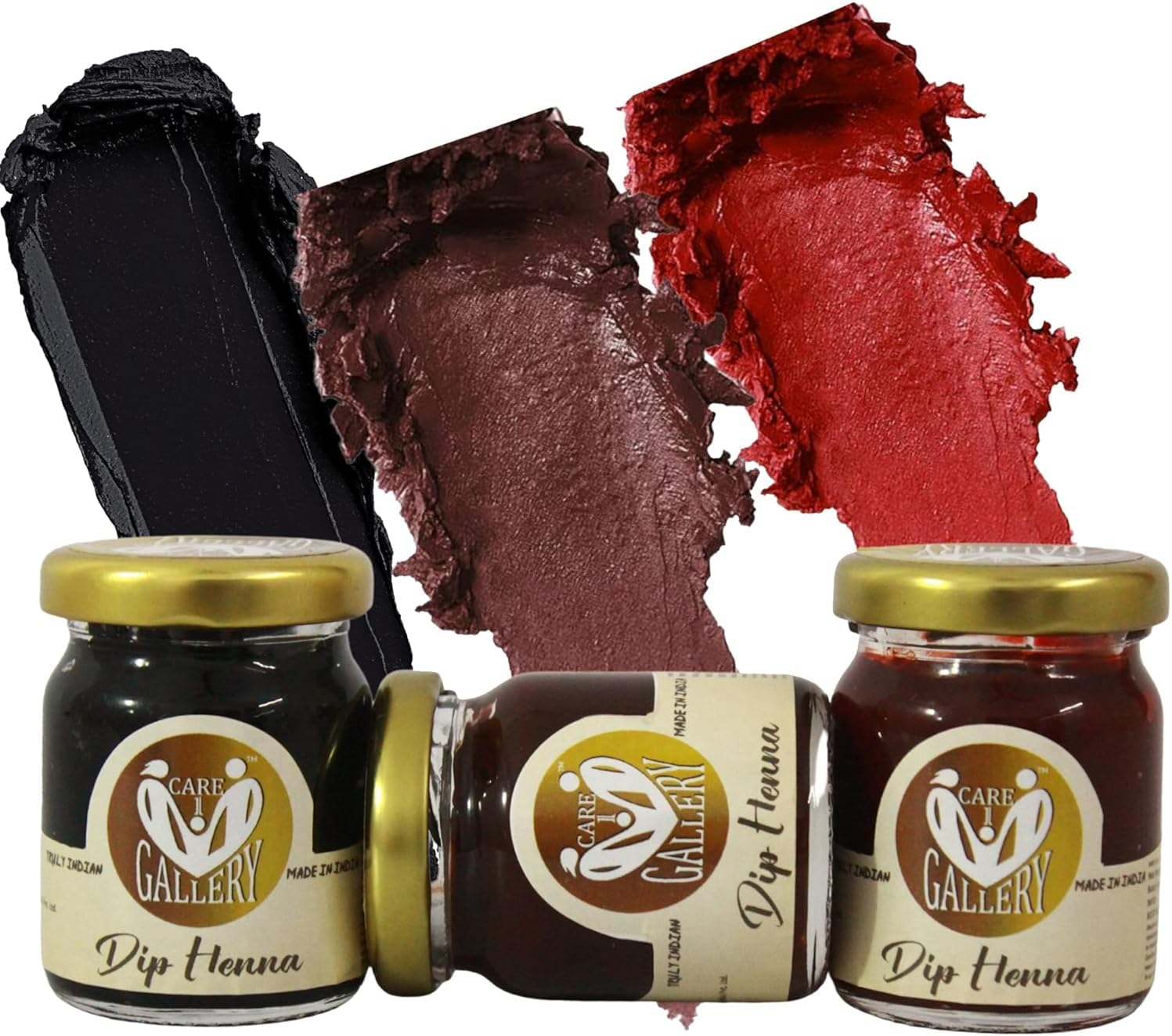 Dip Henna Instant Brown, Red and Black Colour Mehendi Paste | COMBO of Red Brown Black | For Finger Tips With 9 Types Henna Tattoo Stickers