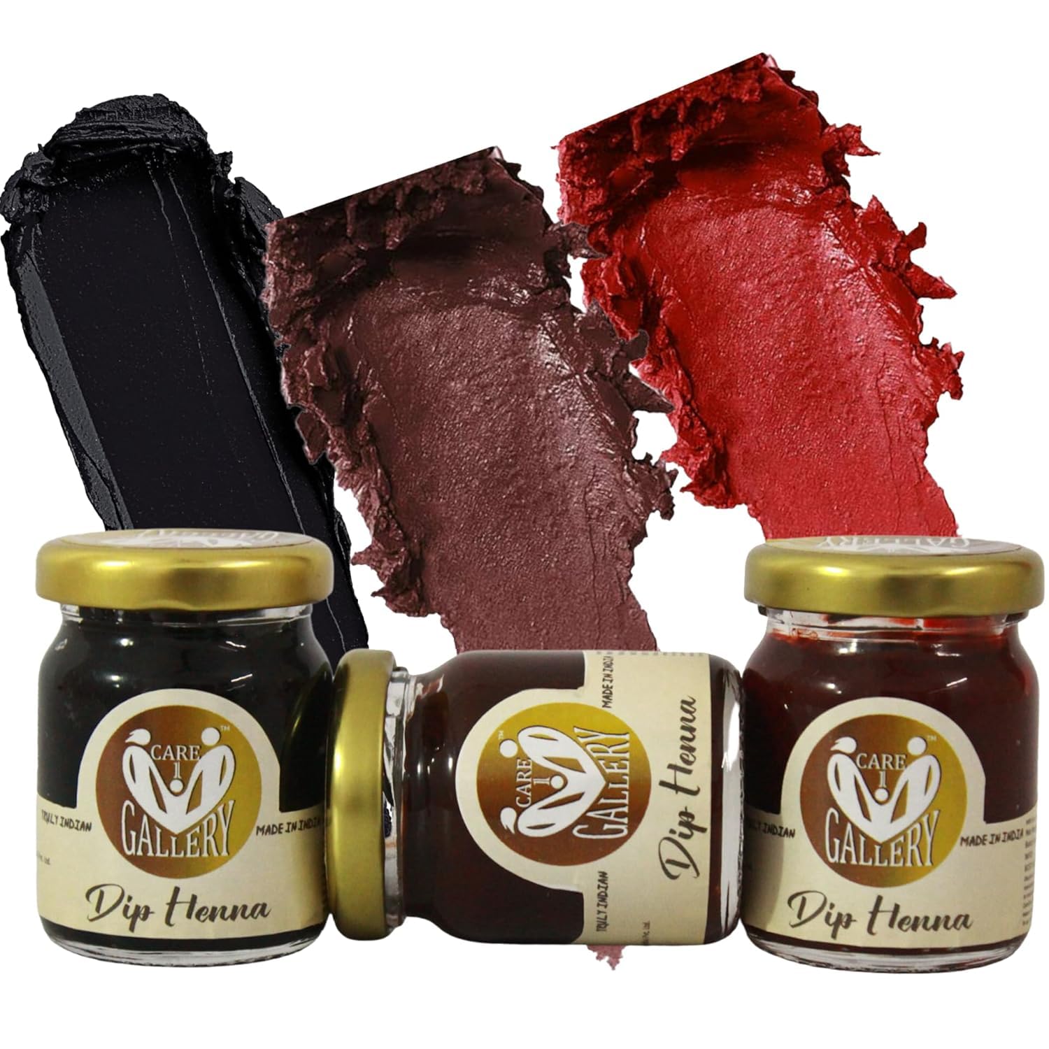 Dip Henna Instant Brown, Red and Black Colour Mehendi Paste | COMBO of Red Brown Black | For Finger Tips With 9 Types Henna Tattoo Stickers